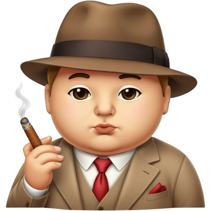 cute chubby mafia boss with fedora hat and tiny cigar emoji