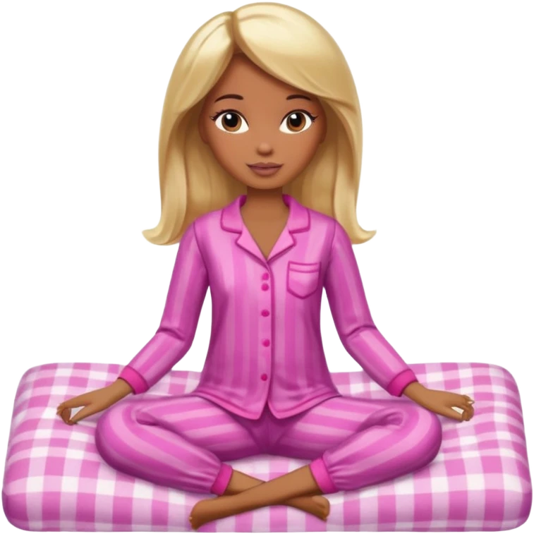 Brown skin blonde hair Barbie in pajamas  emoji