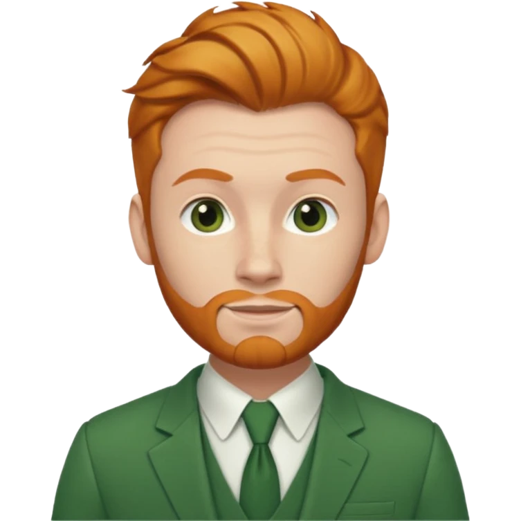 ginger man with bun hair with green suit  emoji