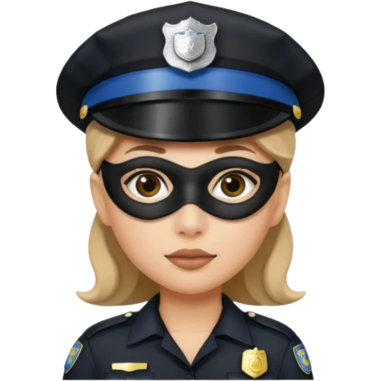 thief with police hat, thief mask, thief black dress. emoji