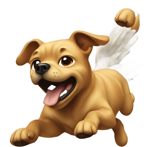 Flying dog crashing into wall emoji