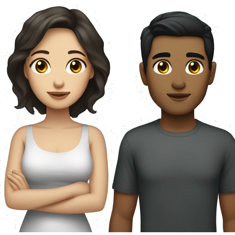 Dark hair olive skin woman and dark hair pale skin man emoji