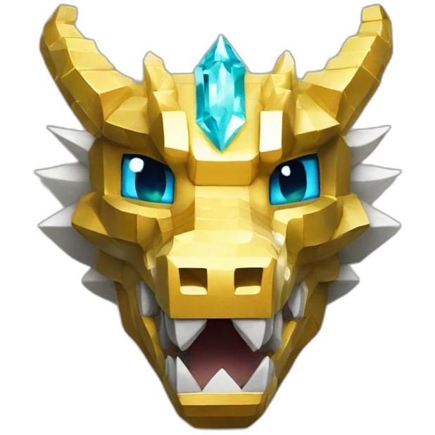 Minecraft Glitter Gold Dragon Head With Diamond Horn emoji