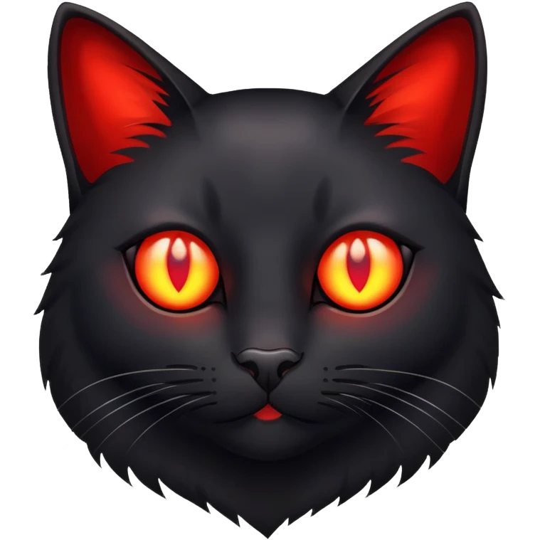 Black cat with glowing red eyes emoji