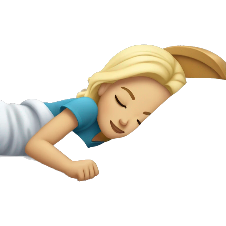 Blond girl sleeping in bed  emoji