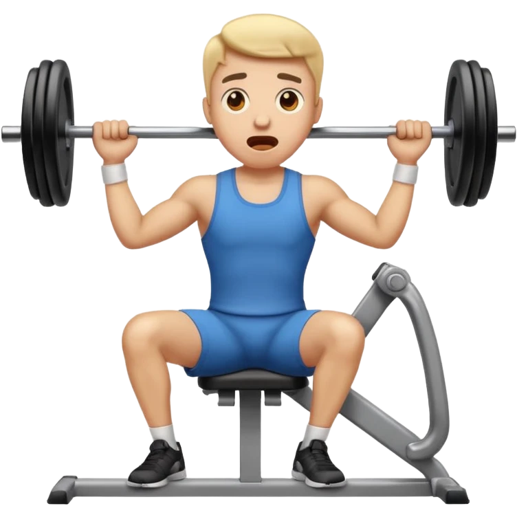 shocked emoji with surprised expression doing lat machine exercise in gym, classic emoji style, variant 2 emoji