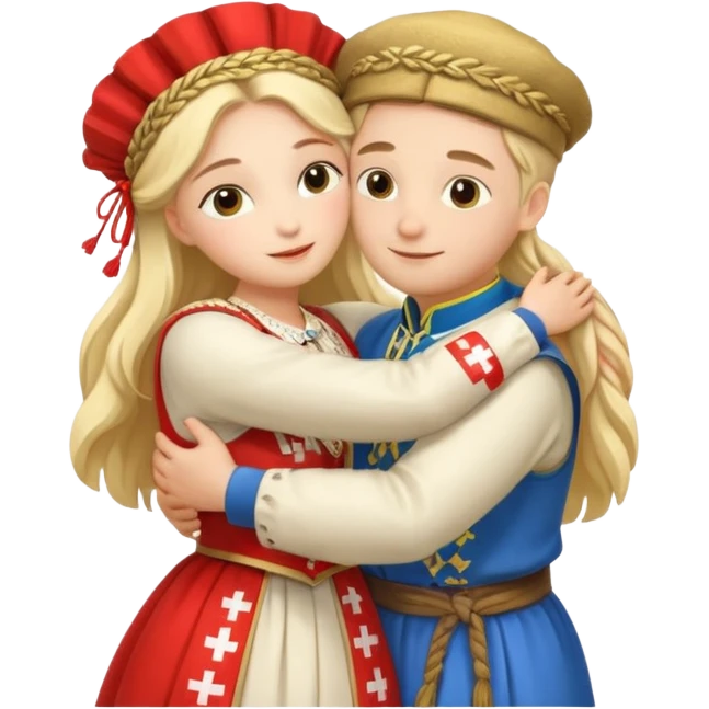 Ukraine hugging Switzerland  emoji