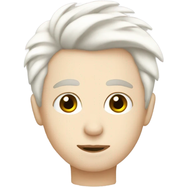 Me with short white wispy hair pale skin emoji