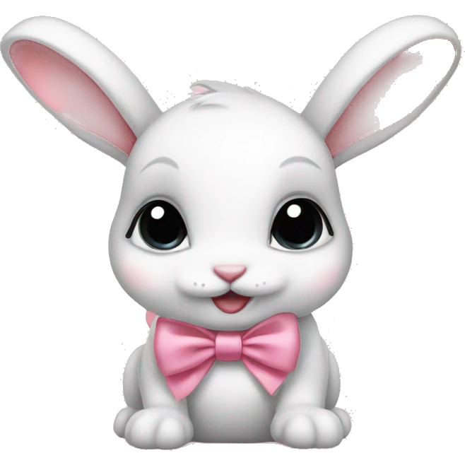 Baby bunny with coquette bow on ear emoji
