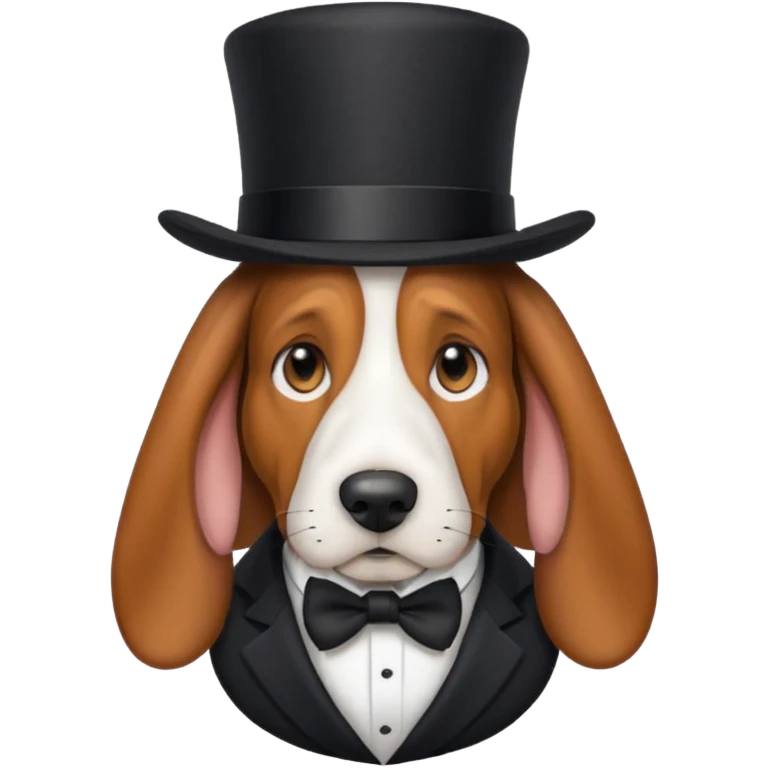 Dog wearing a suit with a top hat make the dog a basset hound  emoji