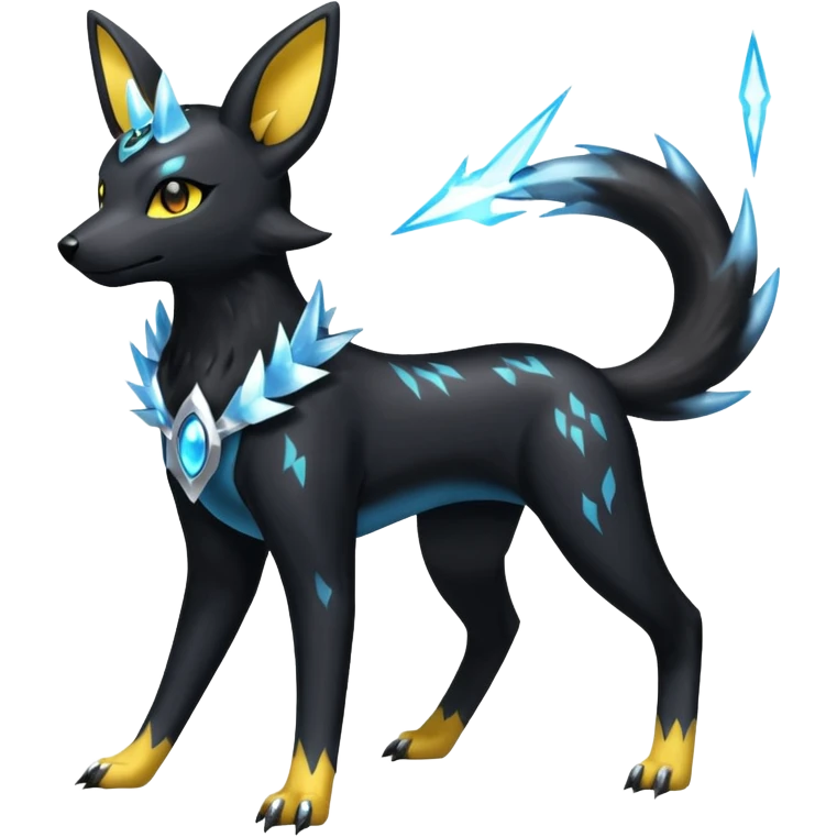 Shiny 4-legged Umbreon-Amaura-Houndoom-Zeraora-fusion, full body emoji