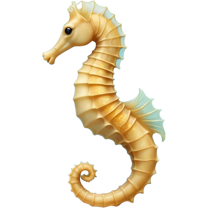 Beautiful and Majestic Sea Horse Portrait Emoji, Head and body rendered in serene repose with a gentle, content smile, showcasing a slender, elegantly curved seahorse with a softly coiled tail and eyes gently closed in peaceful slumber, Simplified yet exquisitely endearing features, highly detailed, glowing with a soft, drowsy aquatic light, high shine, relaxed and utterly enchanting, stylized with an air of majestic marine beauty, soft glowing outline, capturing the essence of a beautiful and majestic seahorse that embodies the enchanting spirit of the ocean! emoji