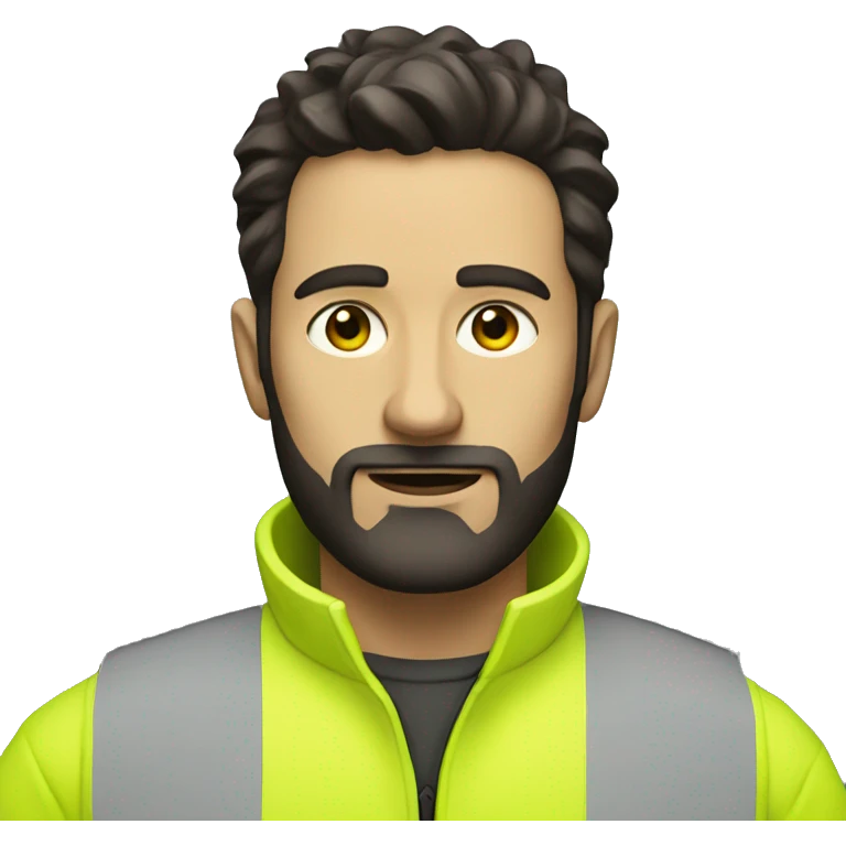 man with dark hair and beard and yellow hi vis jacket emoji