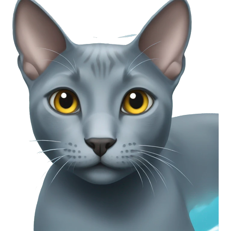 Russian blue cat in a pool emoji