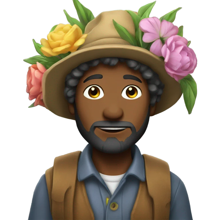 Hobo holding fresh cut flowers emoji