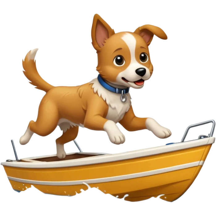 A dog jumping off a boat emoji