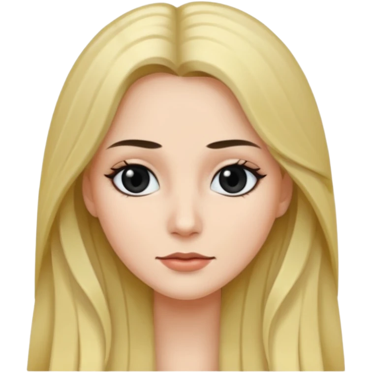 hair long normal hair with black eyes, and white skin emoji