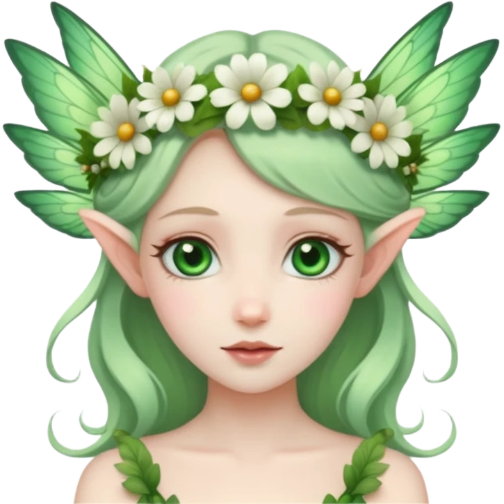 Fairy with wings flower crown on head emoji