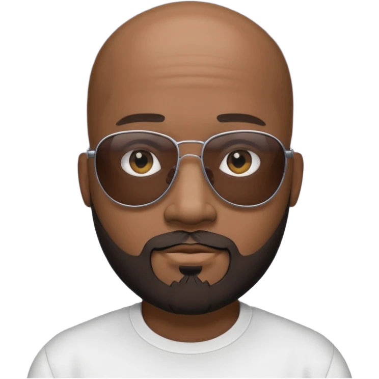 Bald male, Black-lens sunglasses, goatee beard, realistic portrait emoji