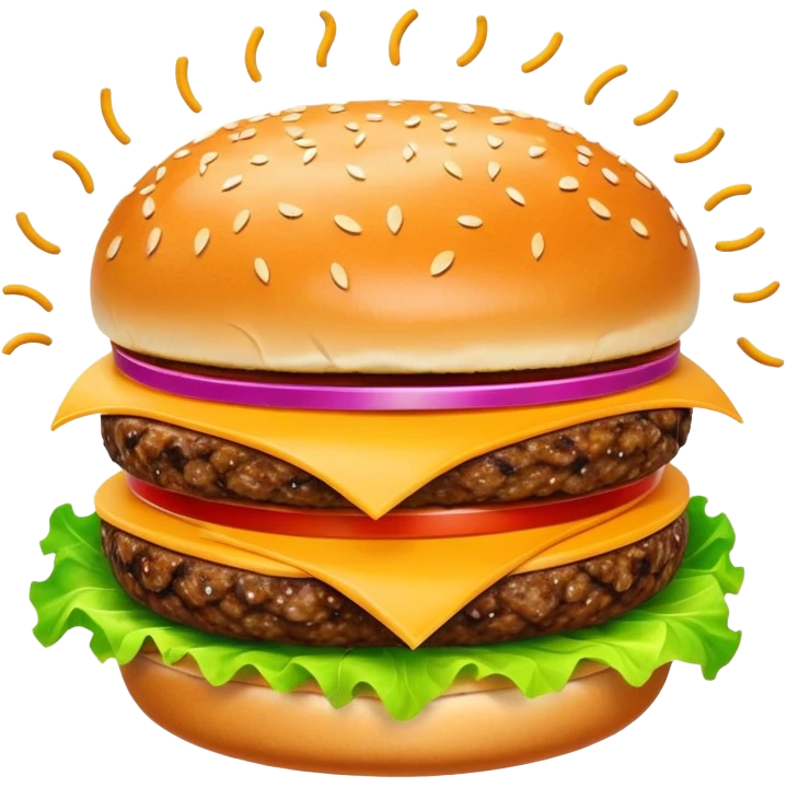 hamburger in the center with electron particles orbiting around it emoji