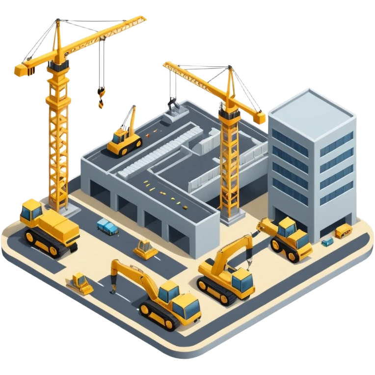 isometric construction site of airport emoji