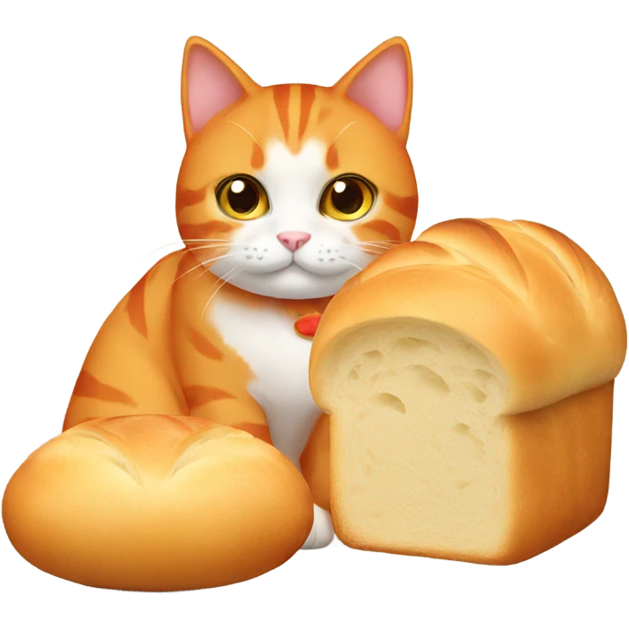 Orange cat with bread rolls emoji