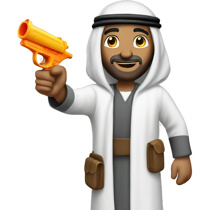 Arab man emoji pointing water gun emoji