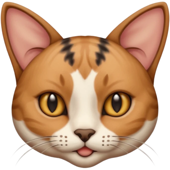a cat, the left ear is brown, and the right ear is black emoji
