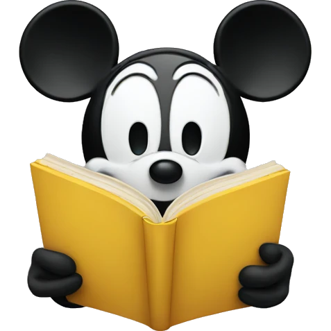Mickey Mouse reading emoji