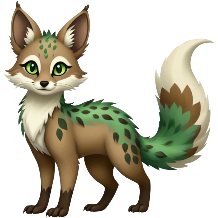 Feral Rare Fantasy Vernid-Trico-species by LiLaiRa, random markings, tufted tail, tufted ears, full body emoji