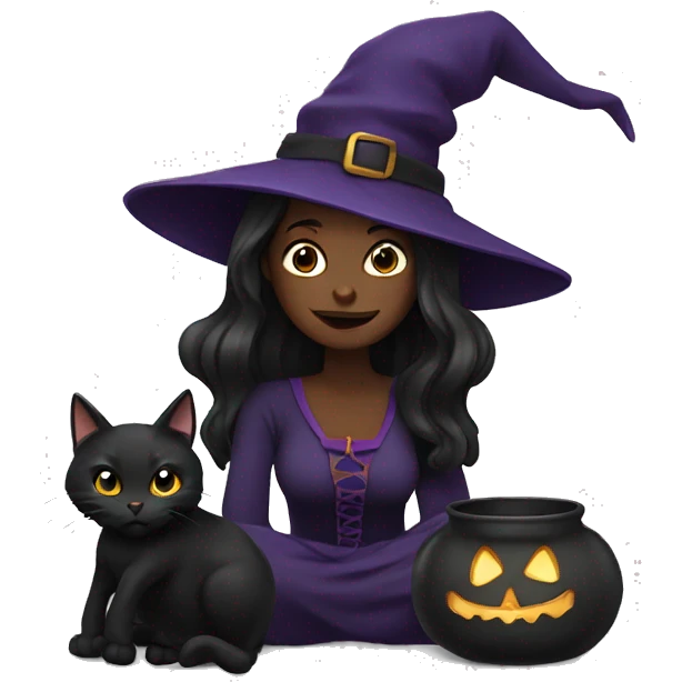 Witch and black cat emoji