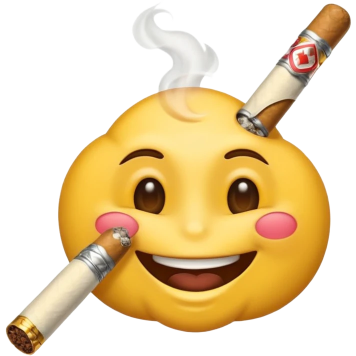 Emoji de cara feliz fumando un cigarrillo  emoji
