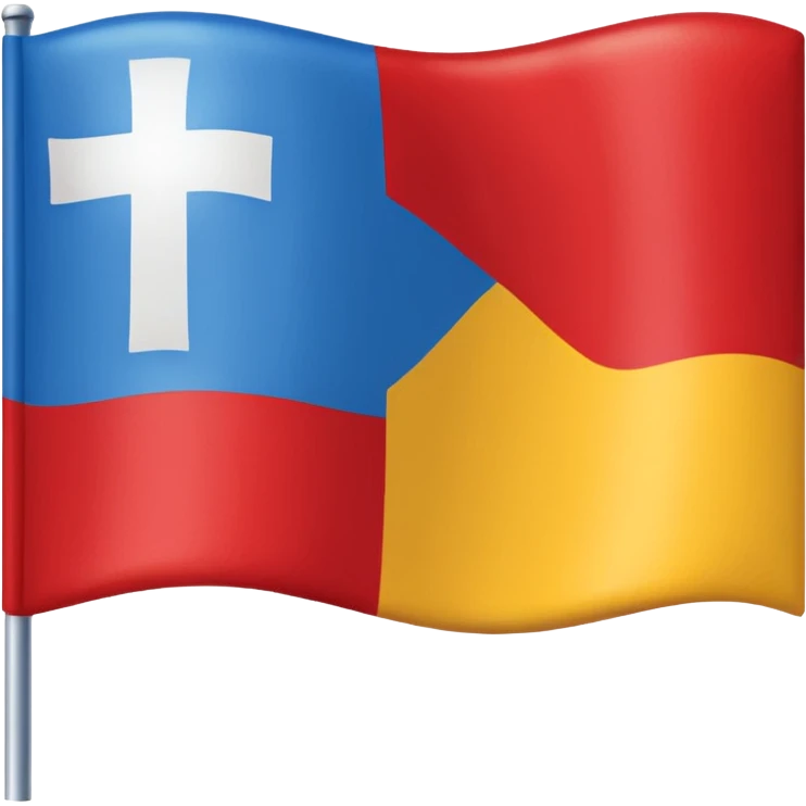 create a flag where the layout is like georgian one big cross for corner. the big cross i want is yellow and top right blue too left red bottom right red bottom left blue emoji