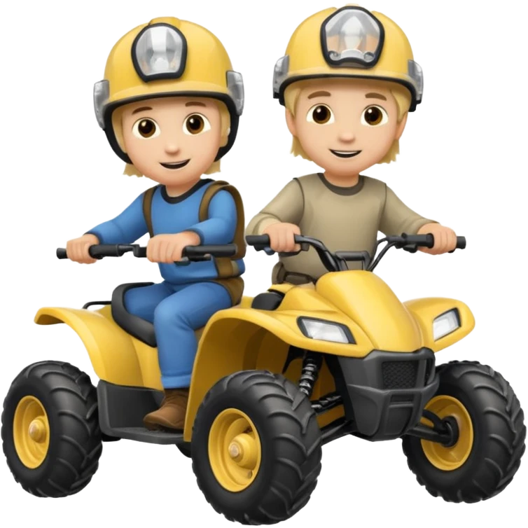 Can you make 2 blonde boys kids riding four wheelers emoji