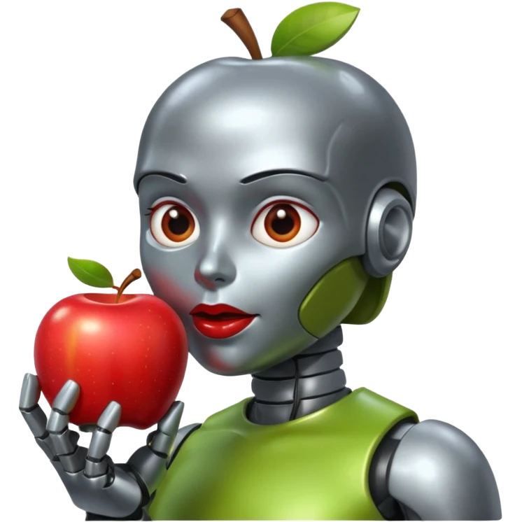 android eating apple emoji