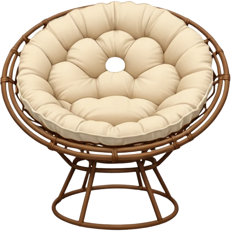 Light brown Papasan chair with cream cushion emoji