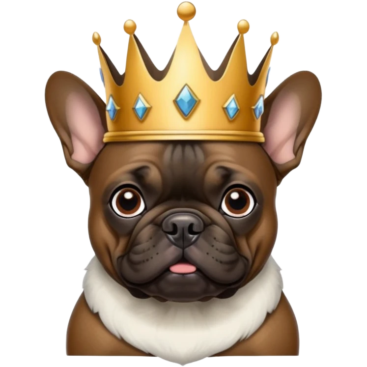 Black and brown frenchie wearing a king’s crown  emoji