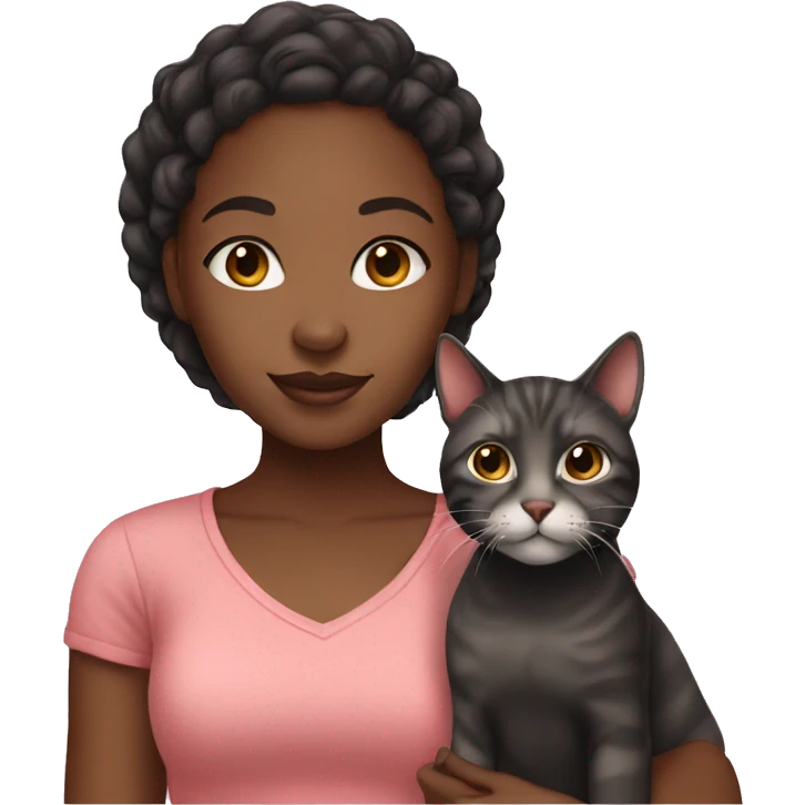 Black girl with tabby cat emoji