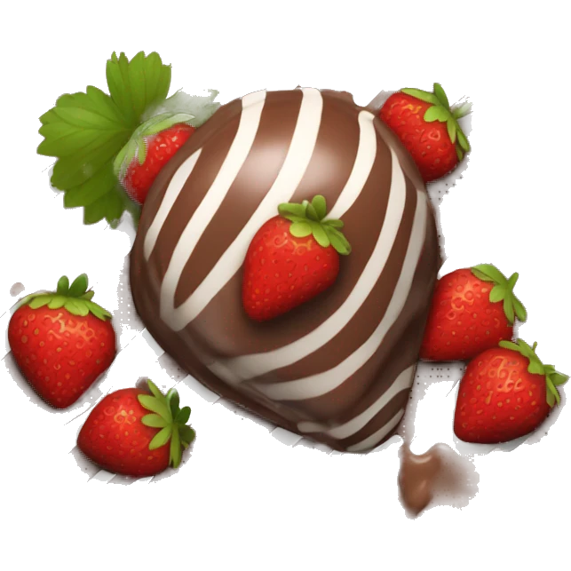 Chocolate covered strawberry with white stripes emoji