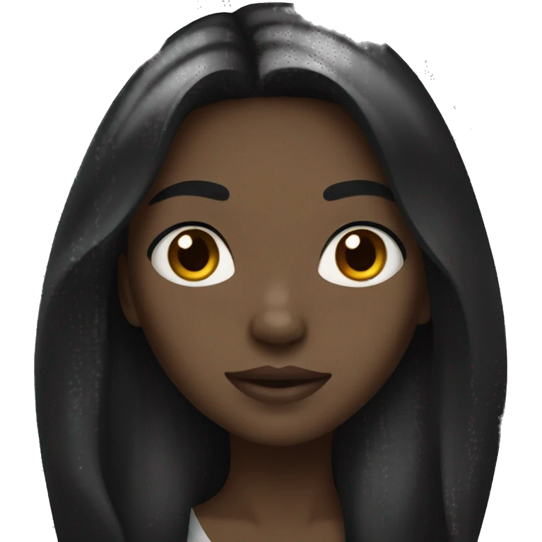 Girl with black long hair and white skin and brown eyes emoji