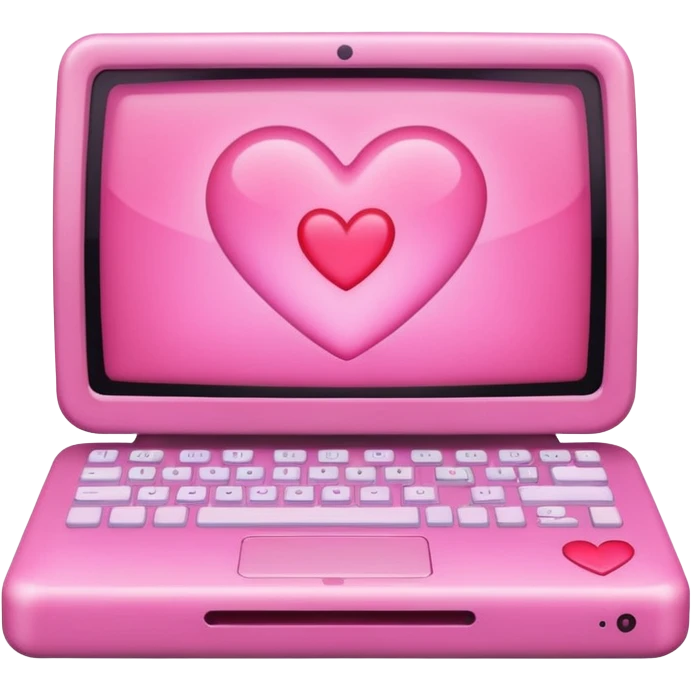 Pink computer with a little heart in the middle emoji