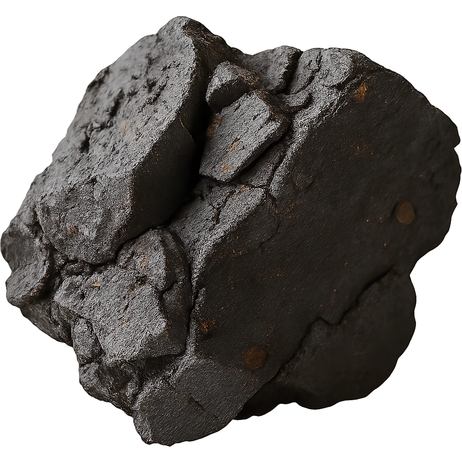 Remove the background from the image, keep only the iron ore with realistic mineral texture, rough, metallic, natural appearance, isolated with no background. emoji