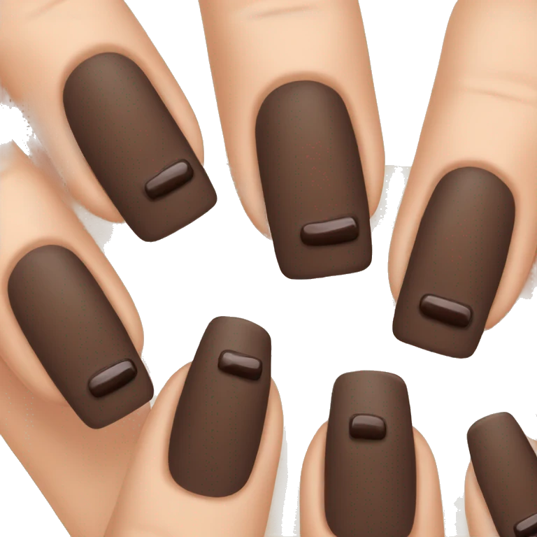 manicure with dark brown square nails emoji