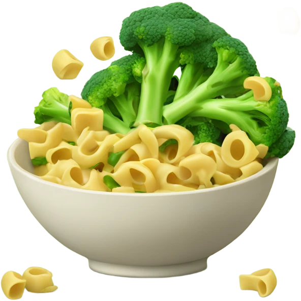 dish with macaroni and pieces of broccoli emoji