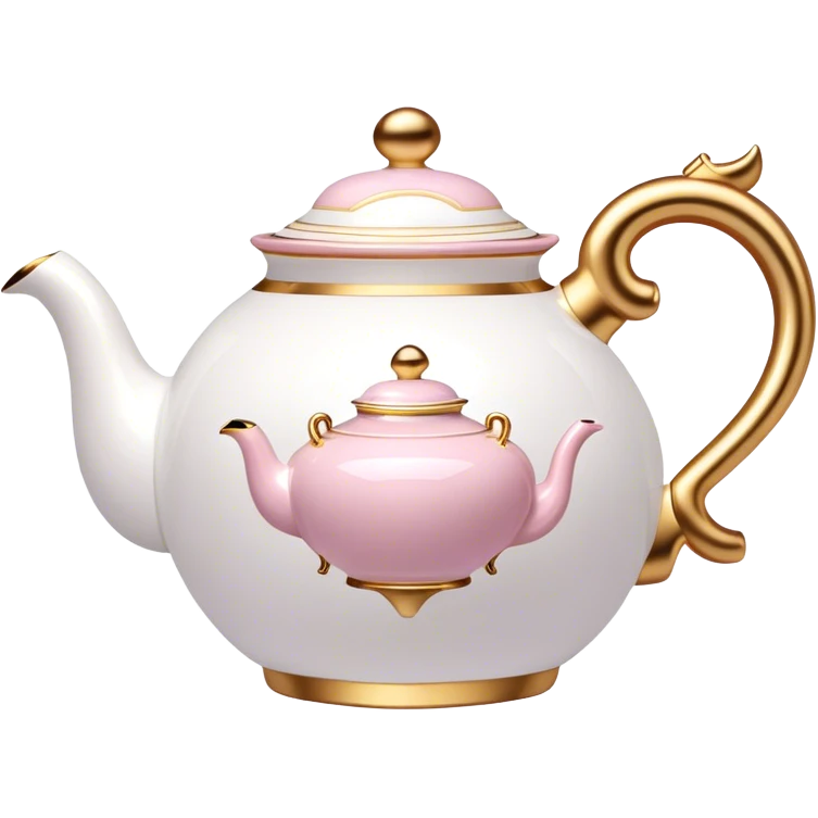 White porcelain tea pot with light pink and gold details  emoji