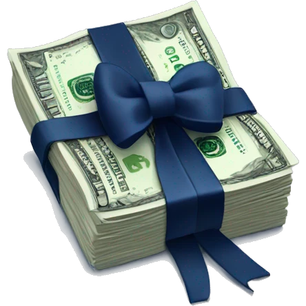 stack of money with navy blue bow emoji