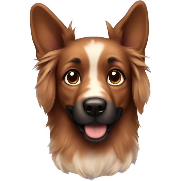 Brown dog with black spots and long fluffy ears emoji
