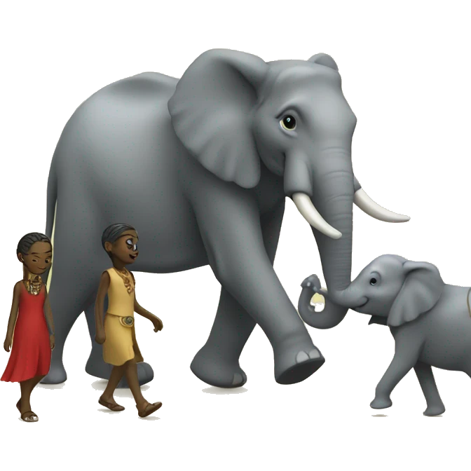 Sha Sha walking with elephants  emoji