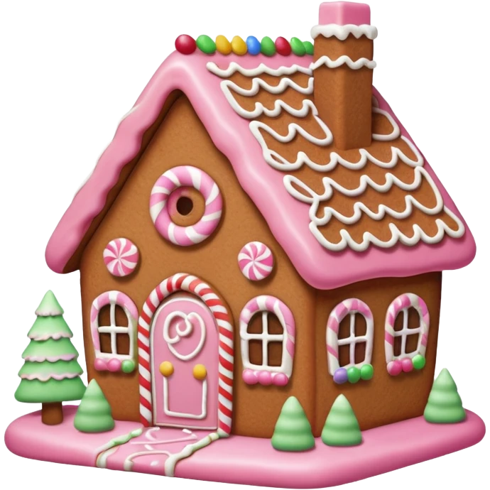 Simple Gingerbread house pink emoji