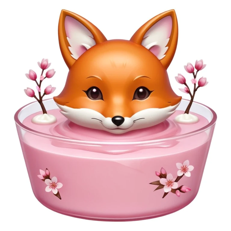Sakura pudding shaped like a fox with cherry blossom decoration emoji